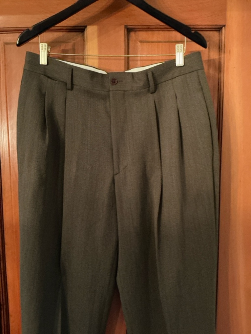 Banana Republic Olive Pleated Dress Pants with Dark Button